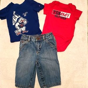 Tommy Hilfiger baby jeans, tee shirt and onesie/ bodysuit